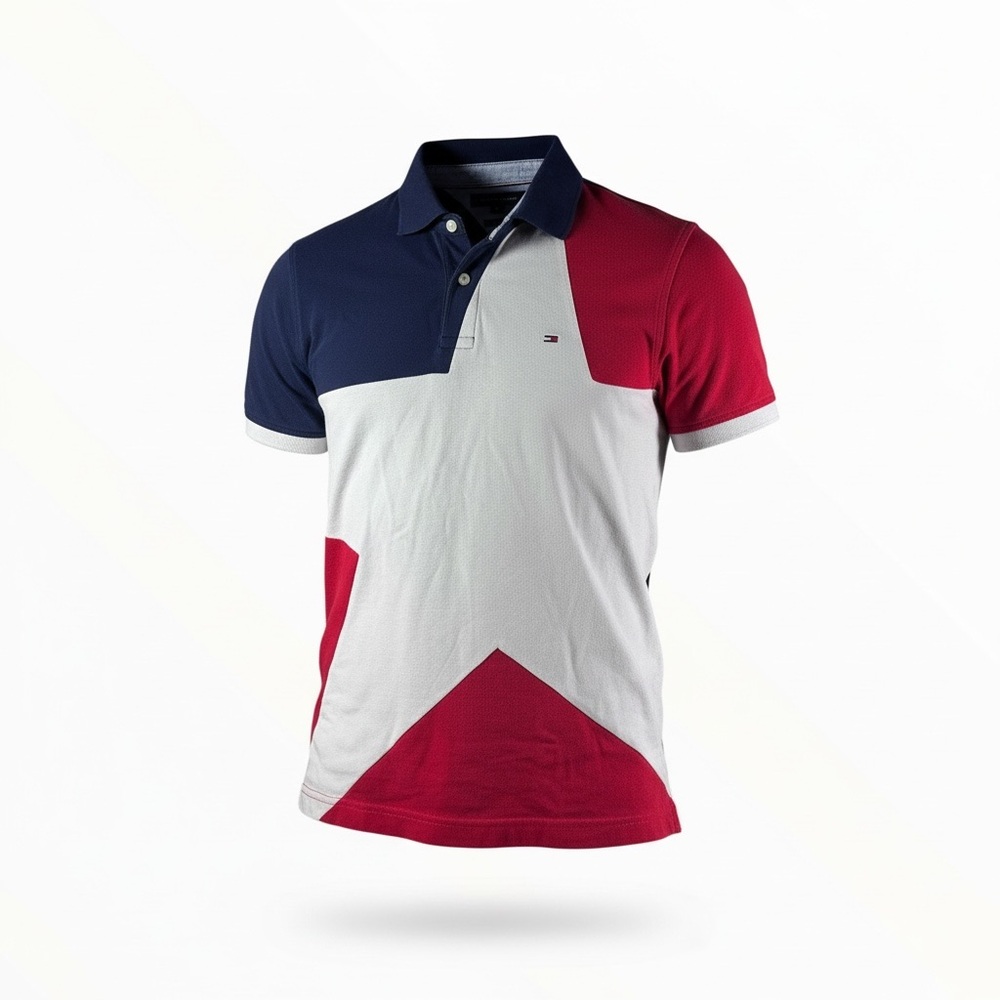 Tommy Hilfiger Men’s Polo in Navy, White‎ & Red Colorblock